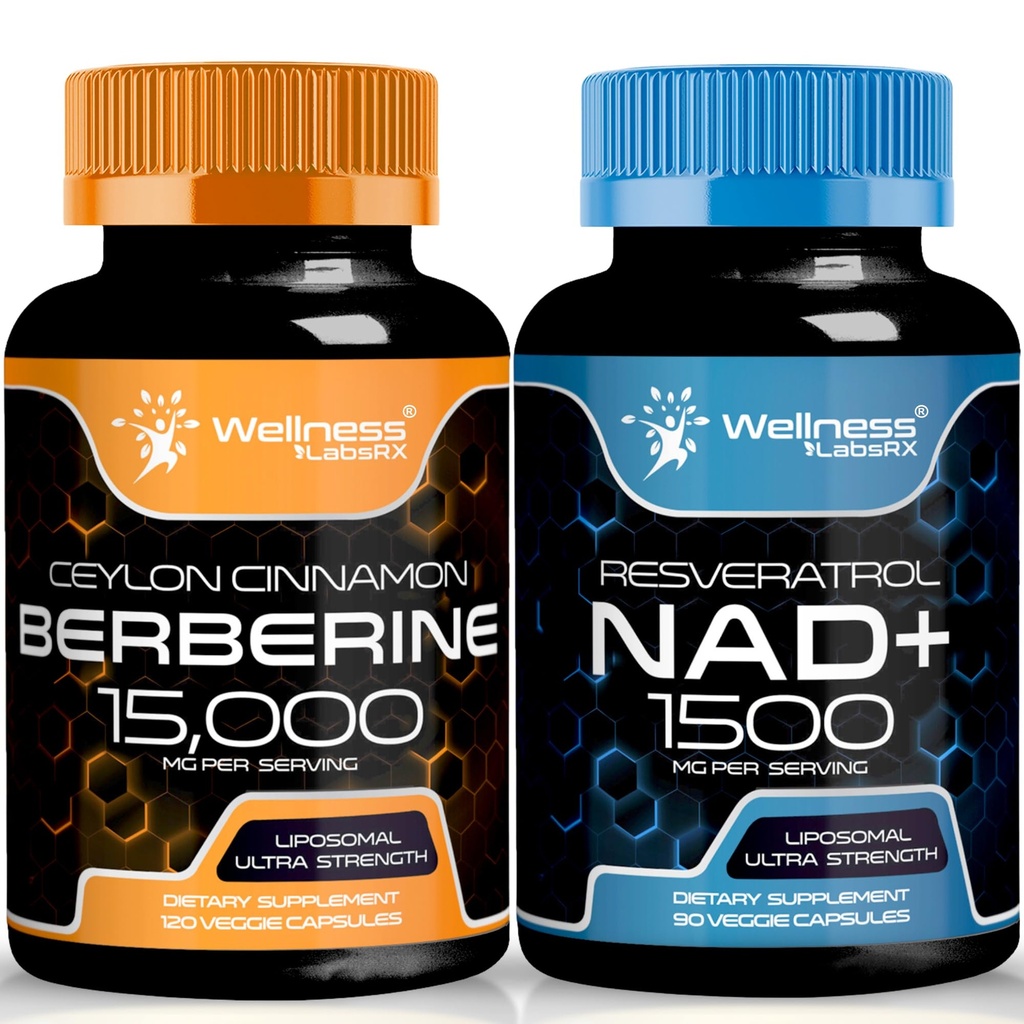 WELLNESS LABSRX NAD Suplemento, 1500mg - NAD+ con ResveratrolBerberine 1500mg - Berberine con Ceylon Cinnamon