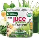 JUCE Green Superfood Powder, Organic Fruits and Veggies Suplemento W/ 77 Superfoods Plus Prebiotic Probiotic Blend, Harvest Apple Flavor - 20 Servings (250 g)