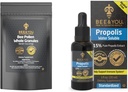 BEE y You Bundle, Bee Pollen Granules, 5oz Bolsa, con 100% Natural Propolis Extract Drops, Ultra Pure, Immune Support Suplemento, Superfood, Antipxidants, Vitaminas,