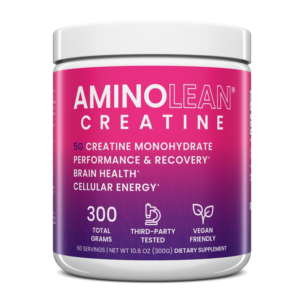 Cretina AminoLean para Mujeres y Hombres, Cretina Micronizada Pura Monohydrate Powder Suplemento para Toning Muscle, Mood Support, Energy Boost y Brain Health, 300g