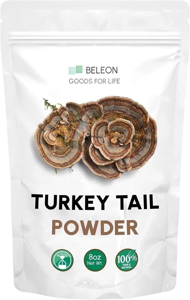 Turquía Tail Mushroom Powder 8 oz - Suplemento natural de hongos, Contiene PSP y PSK, Mascotas