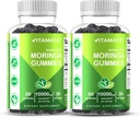 Vitamatic 2 Packs Sugar Free Moringa Gummies- 10000 mg Equivalente Per Serving (desde 50:1 Extracto 200 mg)- Superalimentos Verdes Completos 20X Extracto - 60 Gummies Basados en Pectina
