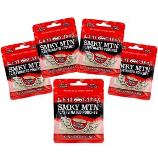 SMOKEY MOUNTAIN Caffeinated Pouches - Cinnamon Fire - Tobacco Free and Nicotine Free - 15 Pouches Per Pack - 5 Pack