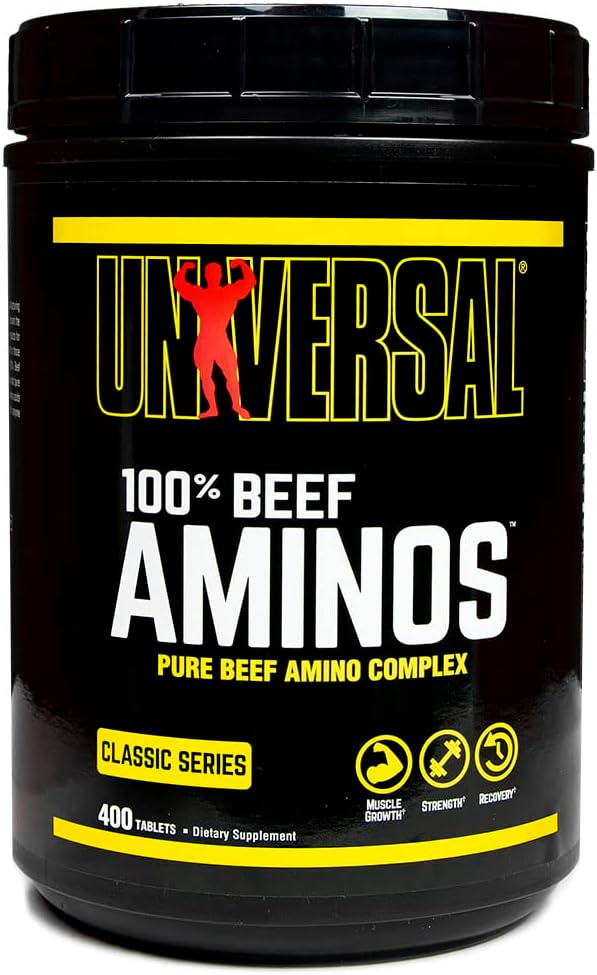 Universal Nutrition - 100% Beef Aminos -3g de Beef Protein Isolate for Recovery and Growth - 400 Tabs