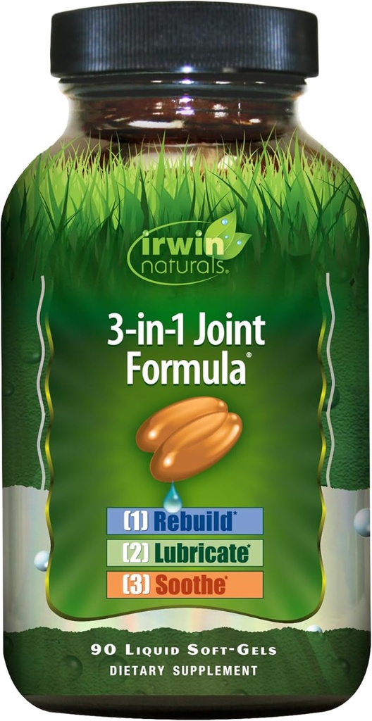 Irwin Naturals 3-en-1 Fórmula Conjunta - Powerful Joint Support Supplement with Glucosamine, Chondroitin, Turmeric " Boswellia - 90 Liquid Softgels
