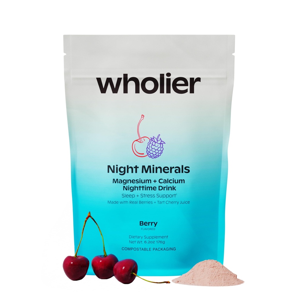 Magnesium Glycinate, Tart Cherry Juice, Chelated Calcium. Bebida Nocturna Calma. Soporte natural para el sueño, estrés + relajación. Minerales nocturnos. (30 Serviciones)
