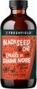 Freshfield Black Seed Oil ← Vegan Friendly, Thymoquinone, Premium (Black Cumin Seed Oil, Nigella Sativa) ← Cold Pressed ← Ultra Strength ← Pure y 100% Natural. 8 oz líquido
