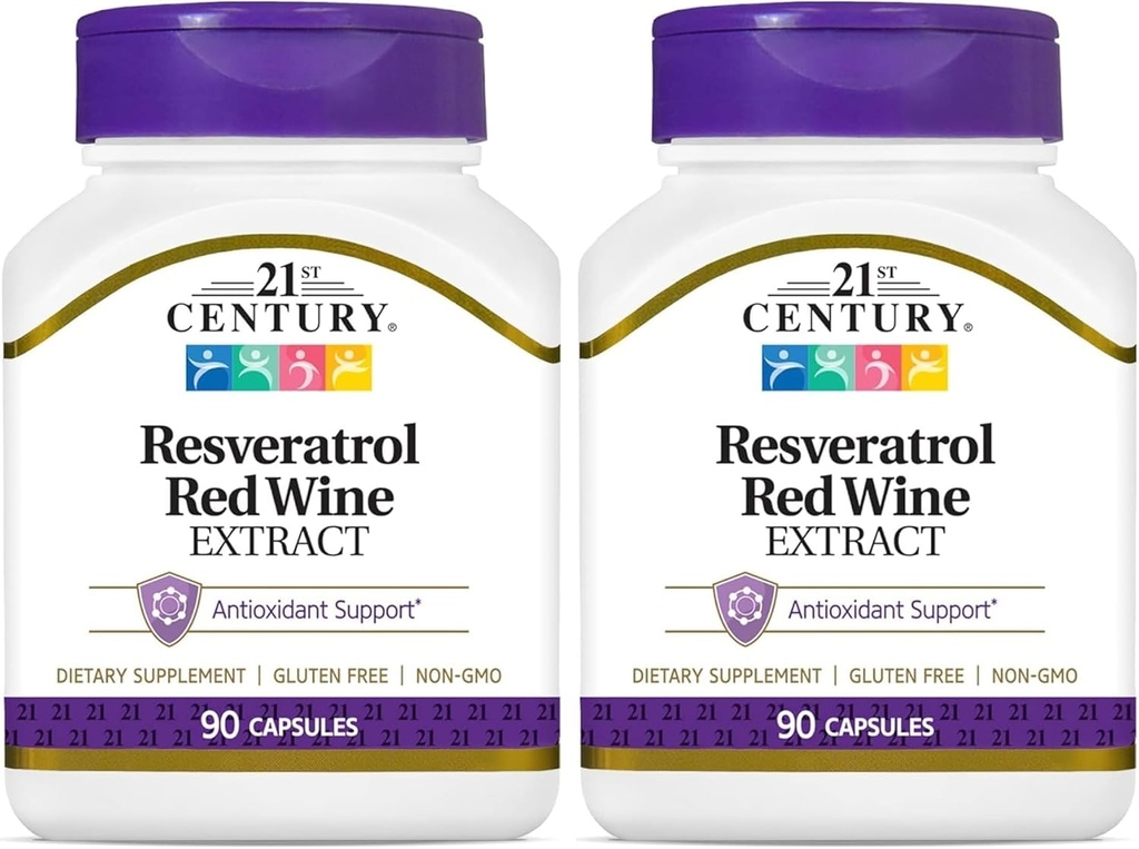 21st Century Resveratrol Red Wine Extract Capsules, 90Count (Pack of 2)