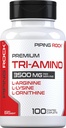 Piping Rock Tri Amino Suplemento tención 100 Caplets Silencioso Complejo con L-Arginina, L-Ornithine, L-Lysine TEN Vegetariano, No GMO, Gluten Free