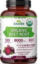 Zazzee USDA Orgánica de remolacha 8000 mg Fuerza 20:1 Extracto, 120 cápsulas de liberación rápida vegana, extracto de cobre negro para absorción mejorada, soporta la producción de óxido nítrico, no GMO, hecha en los EE.UU.