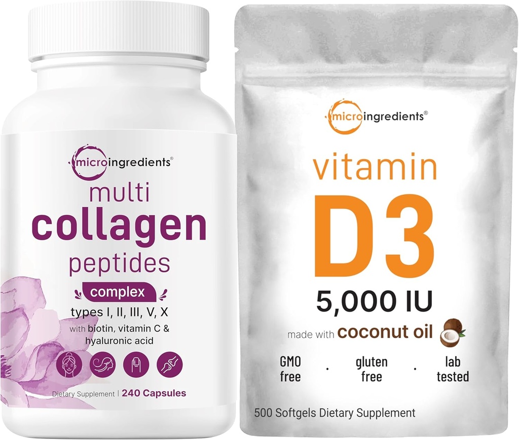 Micro Ingredientes Píldoras multi colágeno " Vitamina D3 5,000 IU Bundle Pack ← Péptidos colágeno de gran tamaño ANTE Vitamina D como Cholecalciferol