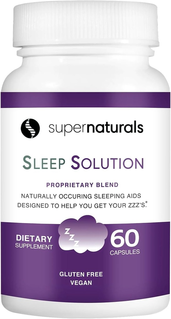 Solución de sueño saludable, suplemento de sueño para adultos, magnesio y melatonina para el sueño proporciona soporte natural para el sueño, ingredientes veganos, suplemento de magnesio sin gluten, 60 cápsulas