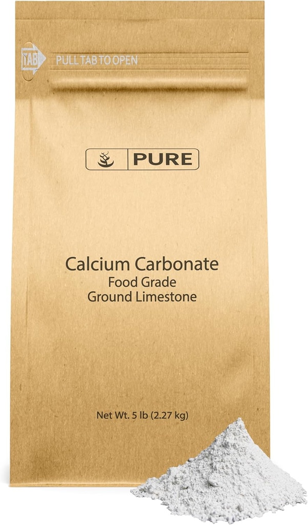 Ingredientes originales puros Carbonato de calcio (5 lb) Suplemento dietético, Preservativo Alimentario, Neutralizador ácido