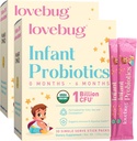PRObióticos de bebés LOVEBUG 0-6 meses - USDA Probióticos orgánicos para bebés, apoya el gas bebé, el cólico, la diarrea y el alivio del estreñimiento recién nacido, el alérgeno y el azúcar libre, polvo sin sabor, 60 Pack