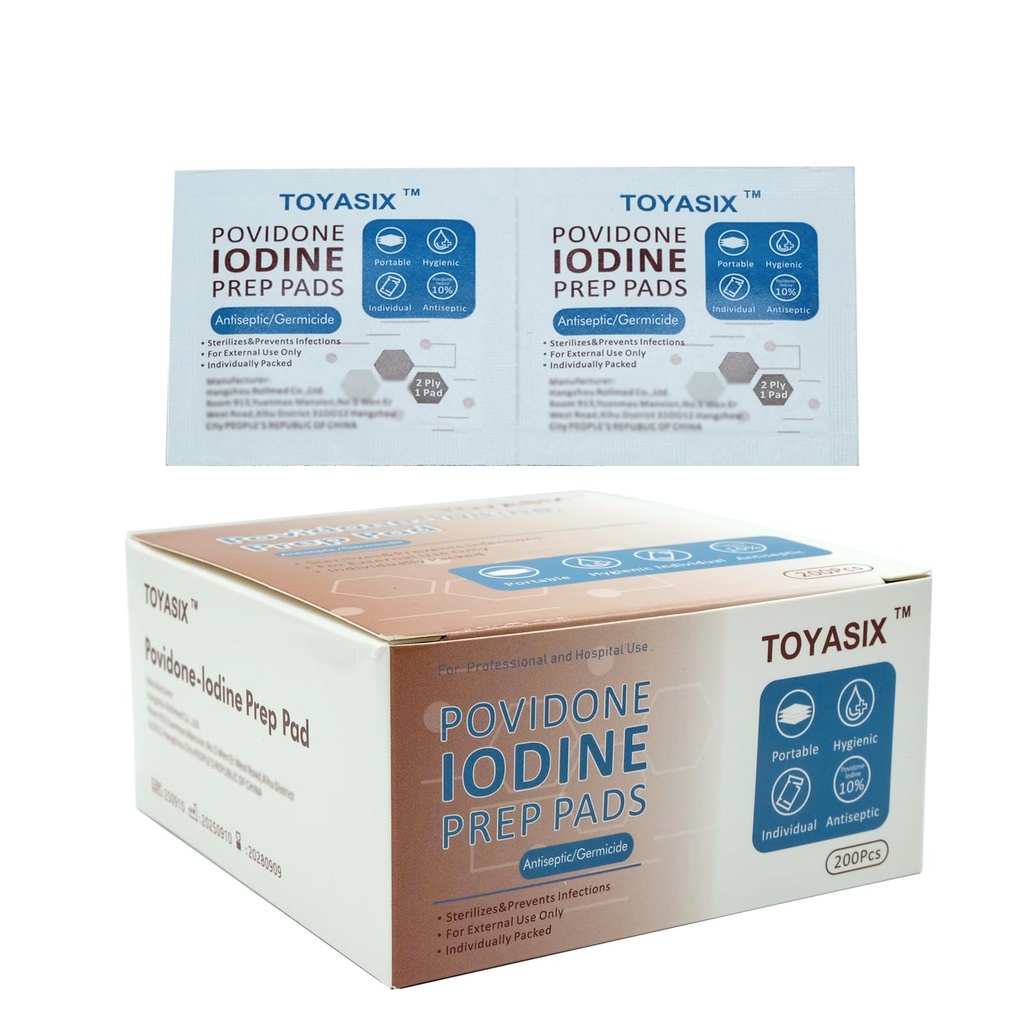 Iodine Wipes, Individually Packaged, 100 Count, 10% povidone Iodine Preparation pad, Alcohol-Free Iodine pad for Wound Cleaning, Burns, Small Wounds and preoperative Preparation.
