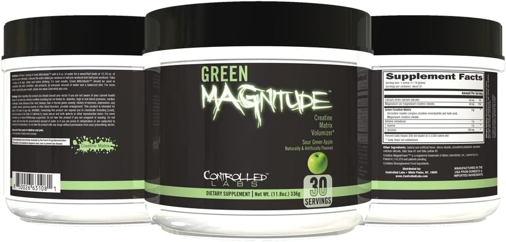 LABLAJE El suplemento de la magnitud verde, la fórmula de la crema sinérgica Polvo, promueve la fuerza, la resistencia y el rendimiento, (nuestra manzana verde, 30 servicios)