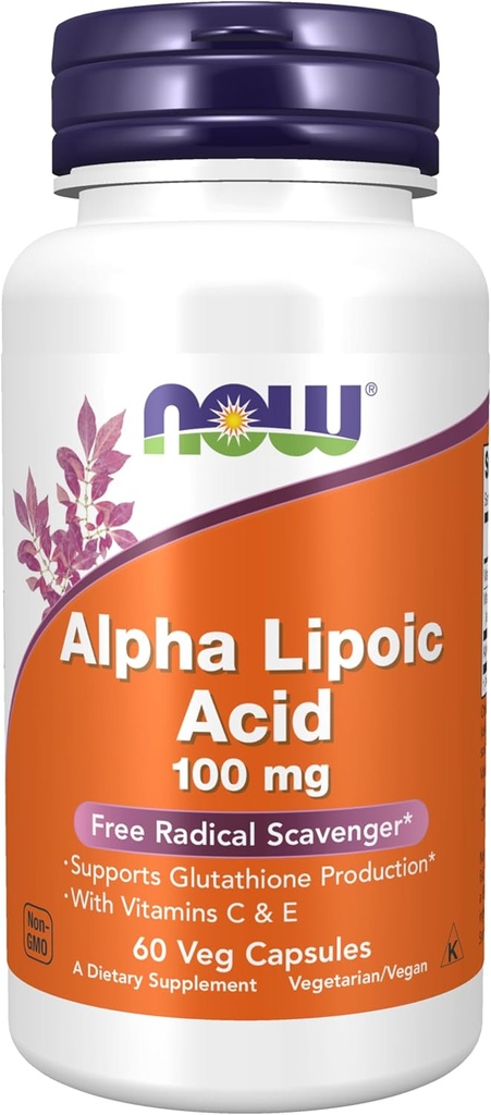 AHORA Suplementos Alimentarios, Ácido Lipoico alfa 100 mg con vitaminas C & E, Escalada Radical Libre*, 60 cápsulas de Veg