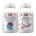 ANDREW LESSMAN Memory & Brain + Acetyl L-Carnitine Kit: 60 + 60 Capsules – Naturally Supports Brain, Memory and Mental Acuity. with Ginkgo Biloba, Bacopa, Curcumin, Ginseng, B-Complex, Vitamin D3
