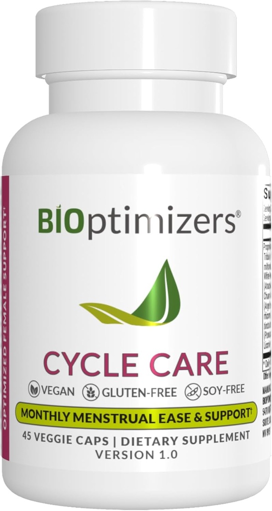 BIOptimizers - Apoyo al ciclo - Suplemento de apoyo al período para las mujeres - Alivio menstrual de ruborización y calambre - 45 cápsulas