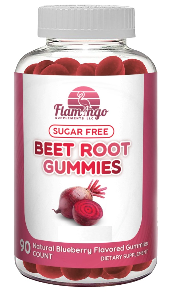 Gummies de remolacha de óxido nítrico de azúcar - Booster de óxido nítrico, Energía, Flujo de sangre y Circulación - 90 bolas de remolachado Gummy Chews.