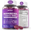 Resveratrol Gummies 1500mg - Sugar Free Resveratrol Supplement with Quercetin, Grape Seed, Acai Berries Extracts Support Antioxidante, Healthy Aging & longevity, Skin, Brain Wellness - Vegan, 2Pack