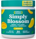 Sencillamente Blossom Nutrition Daily Greens " Superfood Powder + Collagen + Probiotics for Women's Digestive Health " Bloating Relief. Ayuda a su salud Bloom - 30 Day Supply - Mango