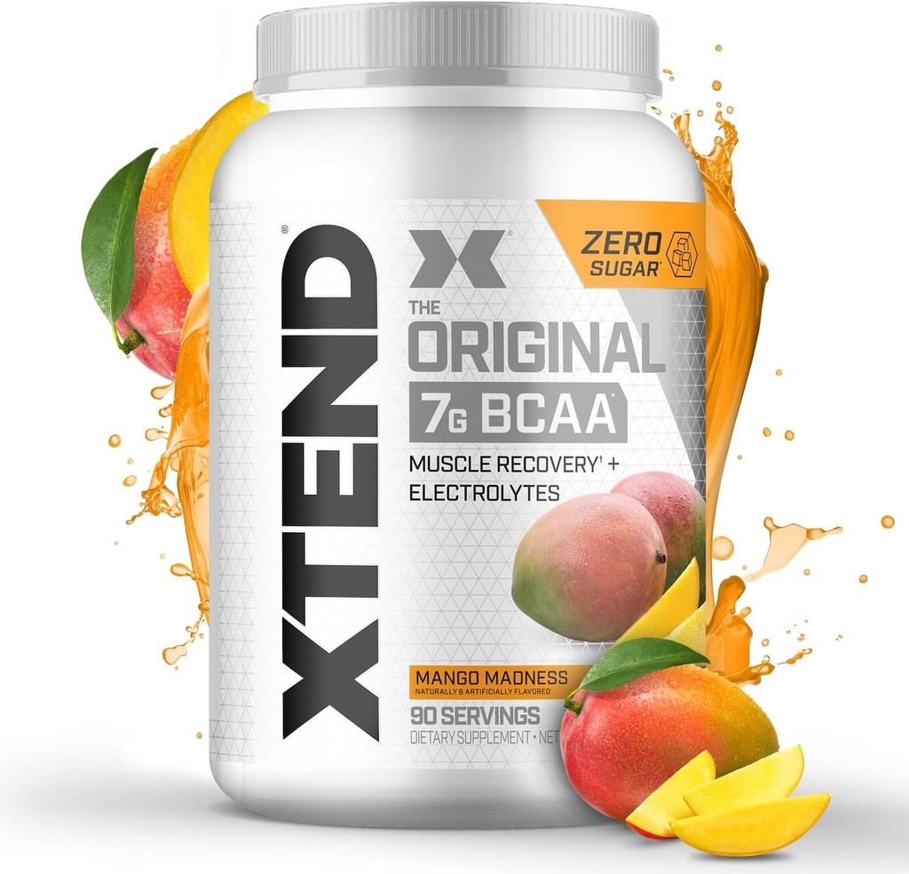 Original BCAA Powder Mango Madness ¦ Sugar Free Post Workout Muscle Recovery Drink with Amino Acids  7g BCAAs for Men & Women ← 90 Servings