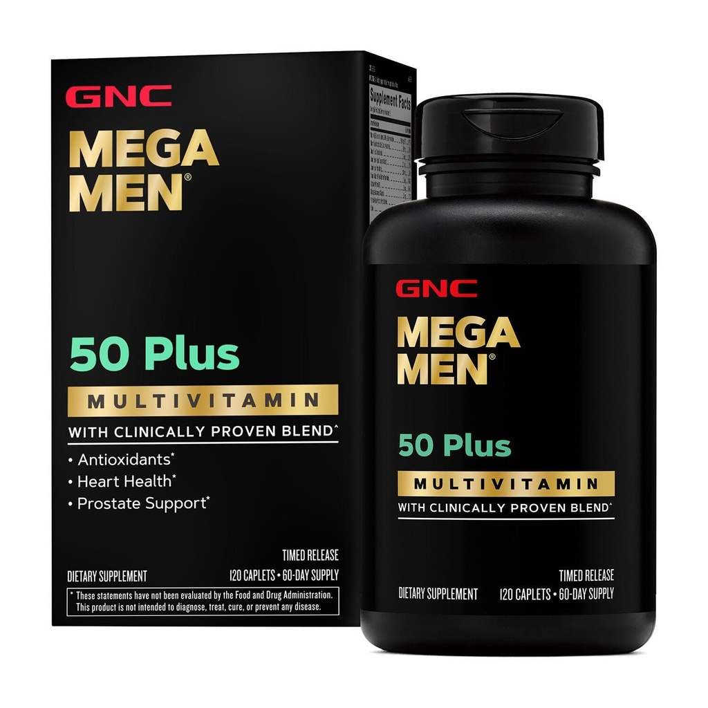 GNC Mega Men 50 Plus Multivitamin ← Antioxidantes ← Heart Health ← Prostat and Circulatory Support  120 Count