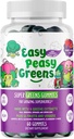 EasyPeasyGreens Gaviotas diarias para niños - 60 gomas verdes - Ayuda a comedores Picky Consigue sus verduras - Hecho con 10 extractos vegetales reales y 100% Vegan