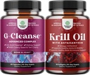 Bundle of GCleanse Uric Acid Support Supplement and Antarctic Krill Oil Softgels - Herbal Liver and Kidney Cleanse Detox and Support - High Absorption Krill Oil Omega 3 Fatty Acid Suplemento