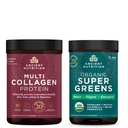 Antigua Nutrición Orgánica SuperGreens Polvo, 25 Serviciones + Multi Collagen Proteína Polvo, Desflavorado, 45 Servimientos