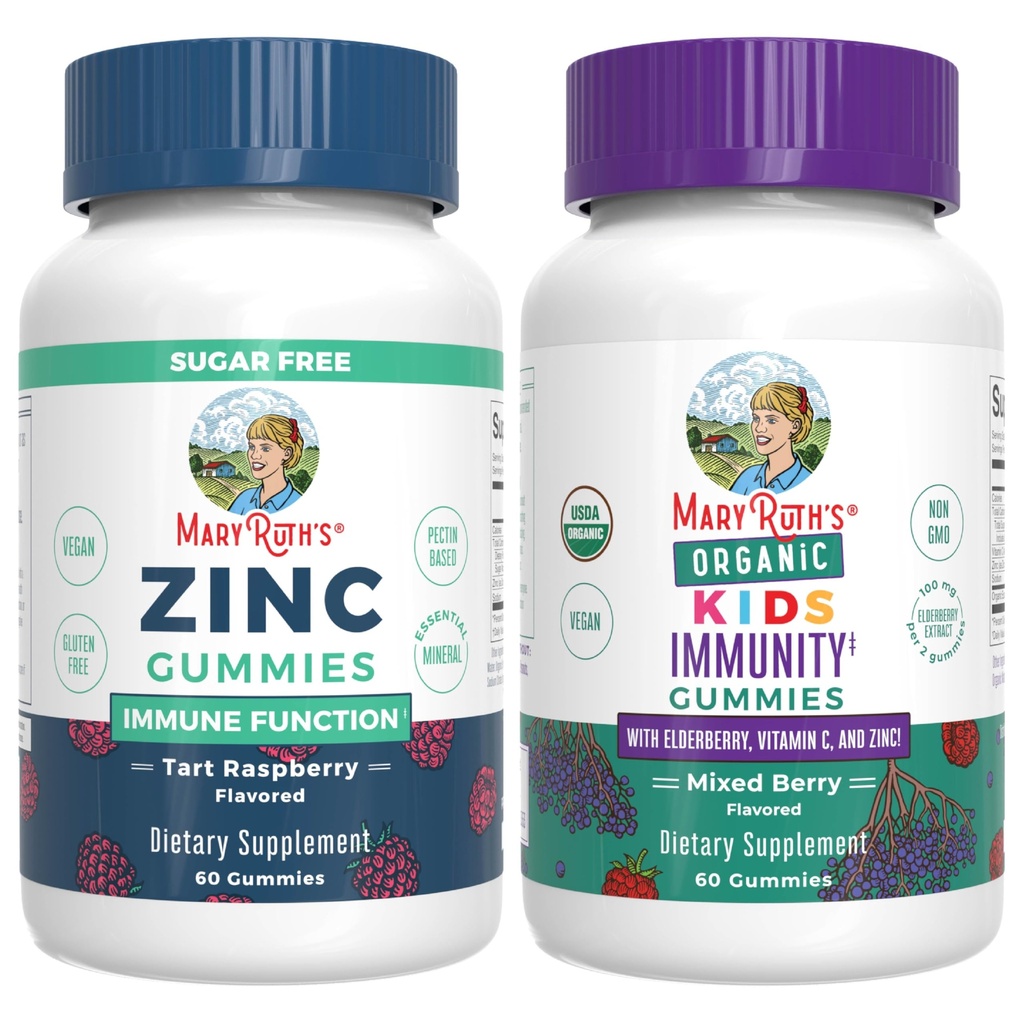 MaryRuth Organics Zinc (Tart Raspberry) " Kids Immunity Gummies (Mixed Berry) ← Clean Label Project Verified® ← Vitaminas para la Inmunidad " Global Health and Wellness ← Vegan, Non-GMO, No Gelatin