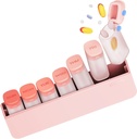 Organizador semanal de píldoras 1 vez por día - Caja de la Pill 7 días, Container para medicamentos diarios Suplemento de vitamina Aceite de pescado, Portable semana píldoras organizadores dispensador de agua, rosa