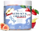 21 en 1 Keto ACV & Collagen Gummies, Azúcar Manzana gratis Vinagre Gummies con Biotina, Probióticos, Vitaminas para el cabello sano, Esquí, uñas & soporte digestivo, Apple Flavored, 90 Conde