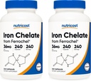 Nutricost Chelated Iron, As Ferrochel, 36mg, 240 Capsules (2 Botellas)