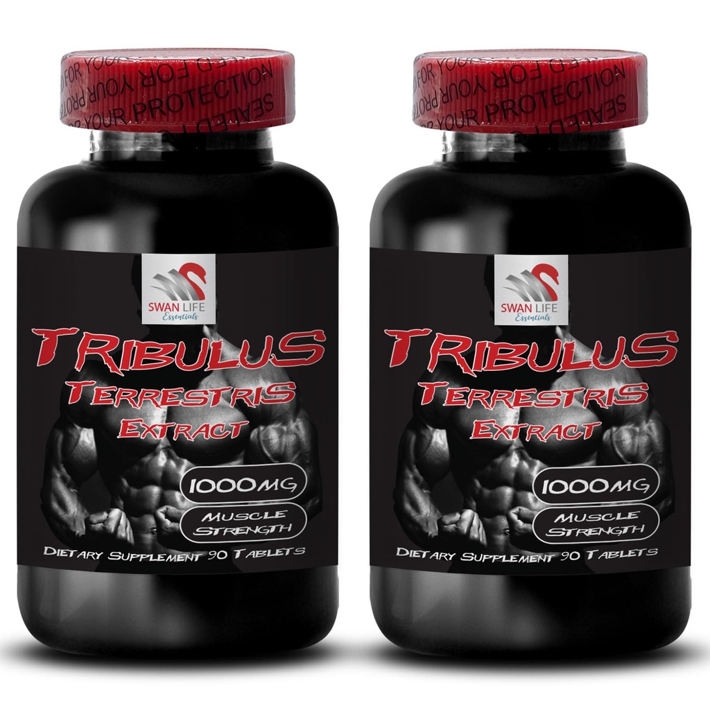 Physical Energy Support - TRIBULUS TERRESTRIS EXTRACT - Muscle Strength Booster, Active Power Enhancement, Dynamic Workout Support, Stamina Boost, Energy Flow Formula, Strength 2 Bottles 180 Tablets