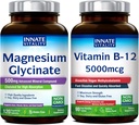 Innato Vitality Magnesium Glycinate & Vitamin B12 Bundle, No Gluten & Vegan, Magnesium (120 Caps) & Vitamina B12 (90 Tabs Fast Dissolve), Value Pack, Bundle & Save