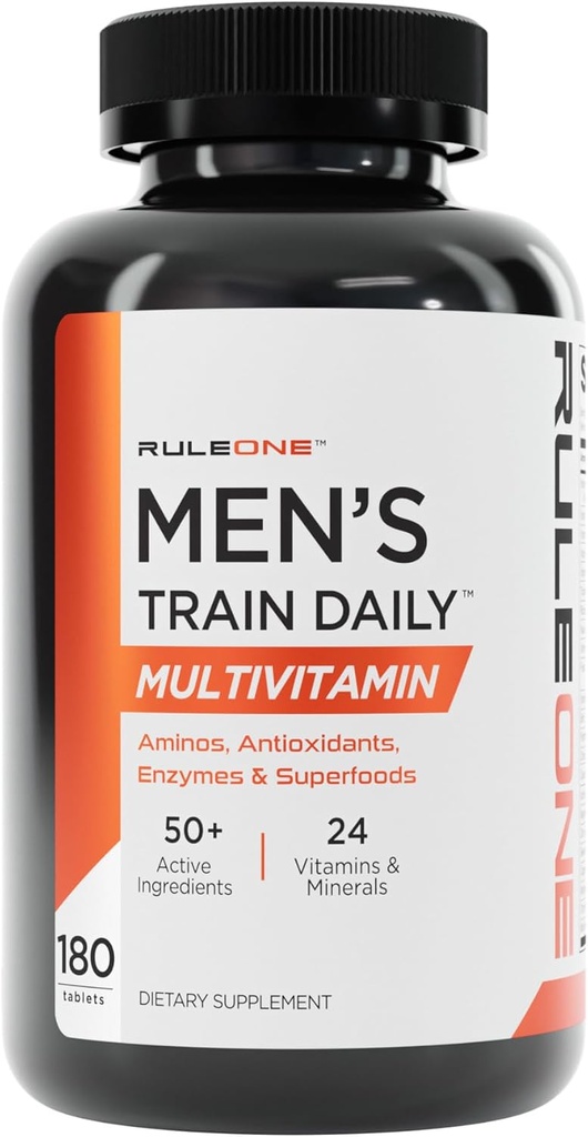 Regla 1 R1 Men’s Train Daily - 180 Tablets - Sports Multivitamin with Aminos, Antioxidants, Enzymes & Superfoods - 60 servicios