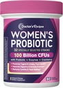 Recetas del médico Probióticos para Mujeres, 100 millones de francos CFU 32 Strains, con fibra prebiótica, enzimas & arándano, vagina Digestiva urinaria & inmune, no levadura, estante, liberación tardía, 60 cápsulas