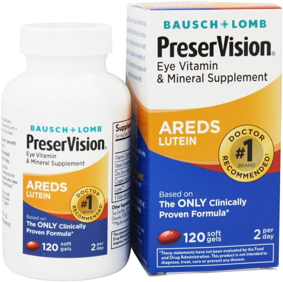 PreserVision AREDS Lutein Eye Vitamin & Mineral Supplement, Beta-Carotene Free, Soft Gels, 120 ct