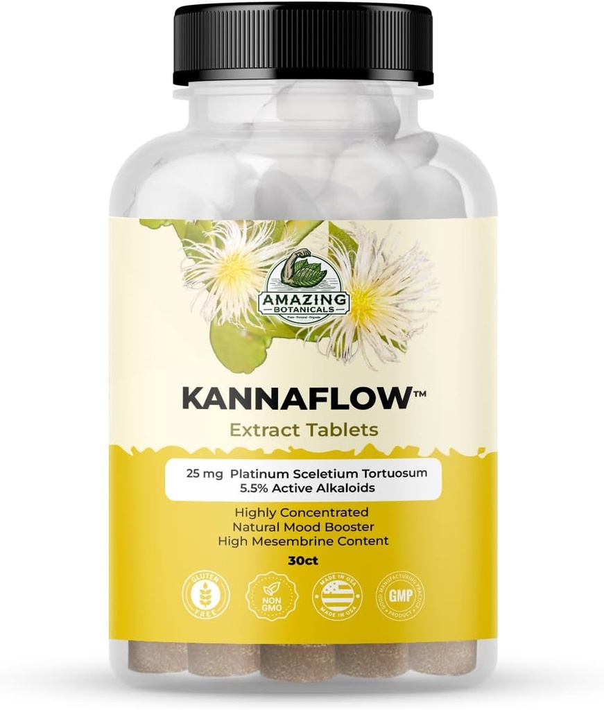 Platino Kannaflow Sceletium Tortuosum Kanna Extract Tablets - 25mg peru High Mesembrine Content ← 5,5% Active Alkaloids tención 30 Conde