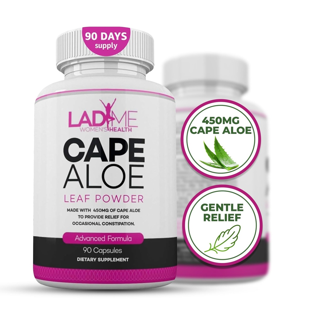 Pure Cape Aloe Herbal Laxative for Constipation Relief - Healthy Bowel Movement - Natural Colon Cleanse &amp; Detox Dietary Supplement - Specially Designed for Women by Ladyme - 90 Capsules