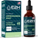 E2H Ashwagandha Liquid Drops - Suplemento de Ashwagandha natural para el alivio de la tensión y Mood Enhancer- Organic Ashwagandha Extracto eficaz Cortisol Manager ← Non-GMO, Vegan TENIDO 2 Fl Oz