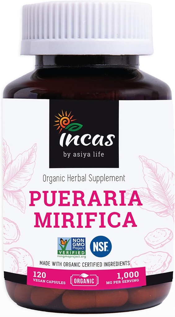 INCAS Orgánica Pueraria Mirifica 500mg Extracto Powder Vegan cápsulas de Tailandia Non GMO Verified promueve la salud de las mujeres, hierba natural orgánica