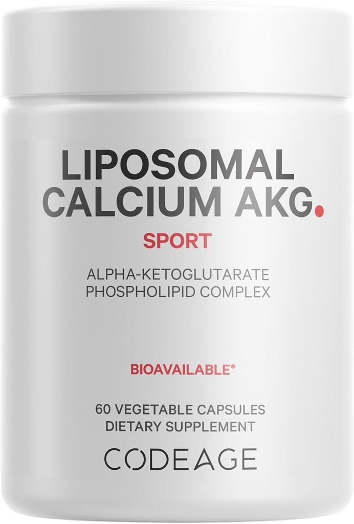 Codeage Liposomal Calcio AKG Suplemento - Calcio Alpha-Ketoglutarate - Suministro de 2 meses - Entrega Liposomal - 1 cápsula por servicio - No GMO, Gluten-Free - 60 cápsulas