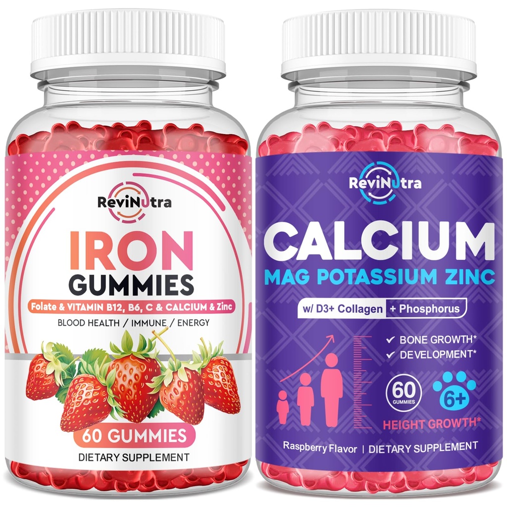 Iron Gummies Suplemento para Adultos &amp; Niños ← Calcio Potasio Magnesio Gummies