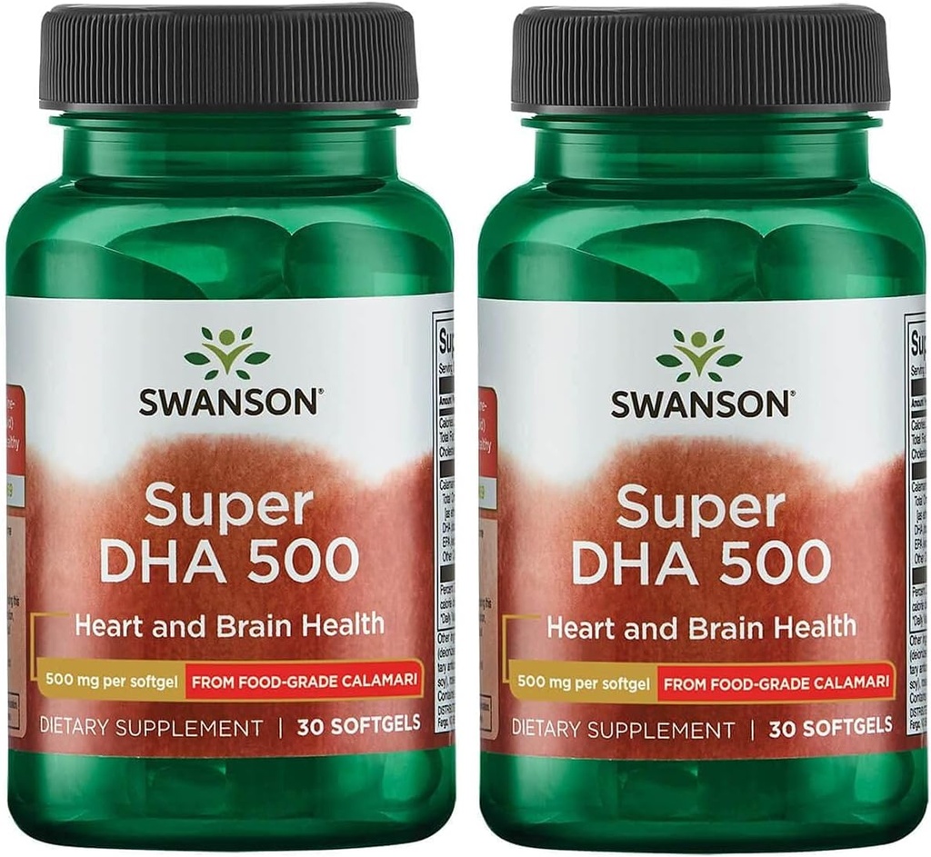 Swanson Super Dha 500 de Food-Grade Calamari 500 mg 30 Sgels 2 Pack