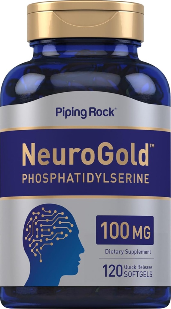 Piping Rock Phosphatidylserine 100mg TEN 120 Softgels TEN NeuroGold Silencio No Gluten Suplemento Gratis