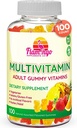 Multivitamin Gummies ← Vegan Friendly, Kosher Halal NO Gluten o Gelatin, no GMO viven para hombres, mujeres y niños 3 Sabores Naturales tóxico Vitaminas C, B3, B12, Biotina, Zinc & Más