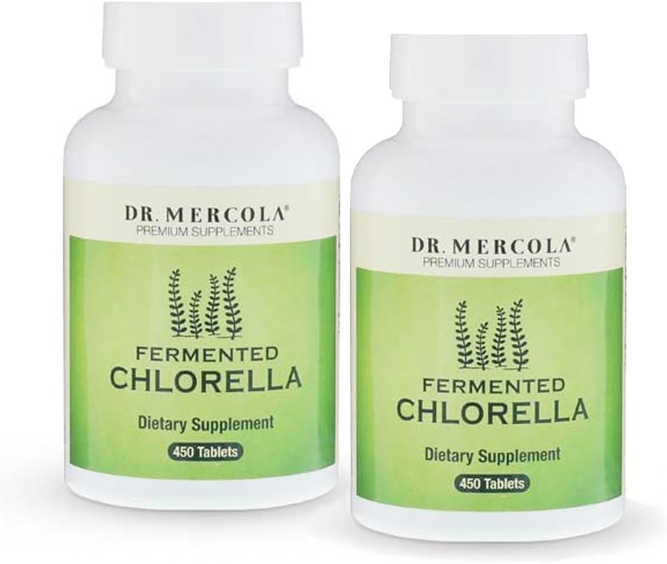 Dr. Mercola Fermented Chlorella con Clorophyll, 90 Servings (450 Tablets), 2 Botellas, Suplemento dietético, soporta Immune y Organ Health, Non GMO, NSF Certified